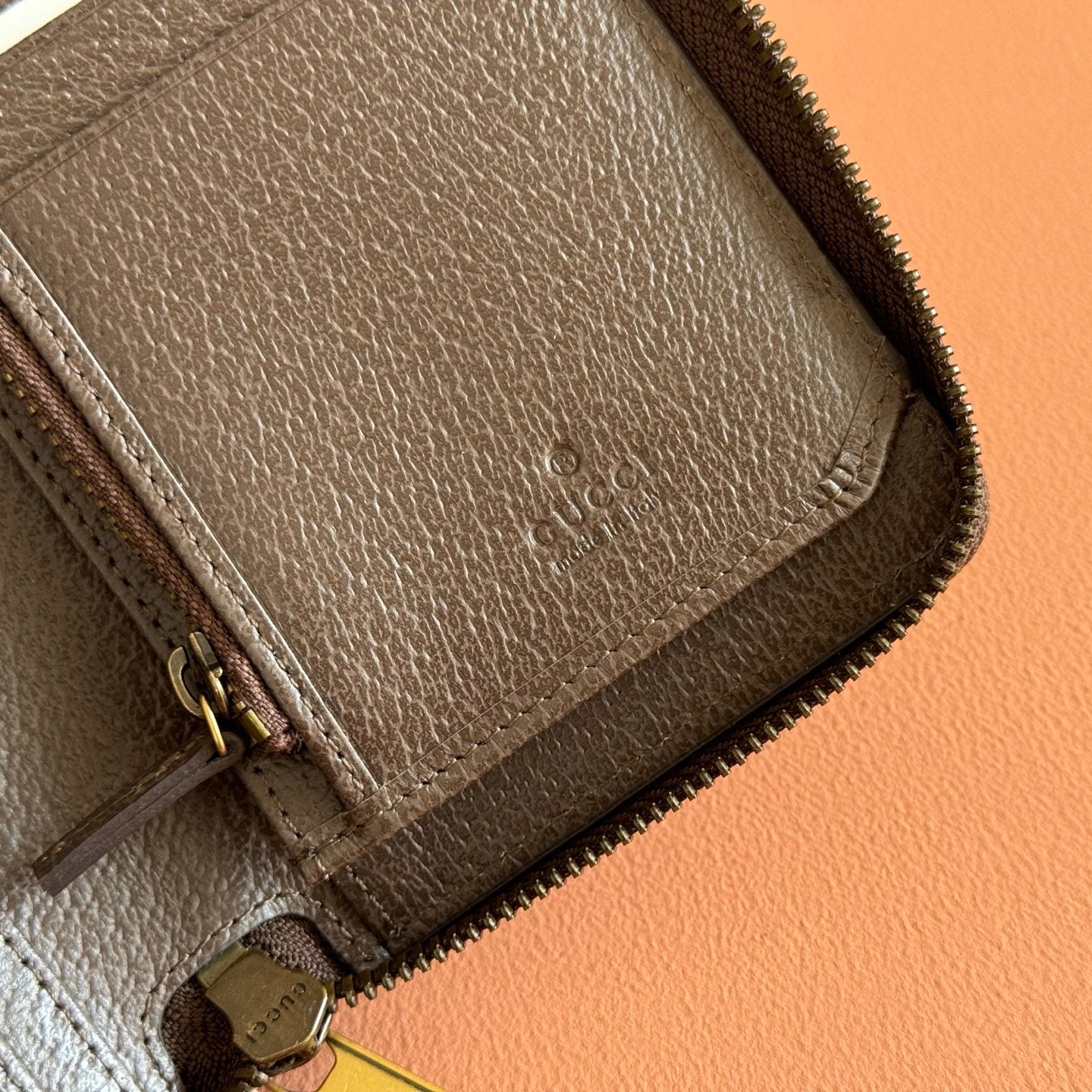 GG Zip Around Wallet Beige Brown Canvas
