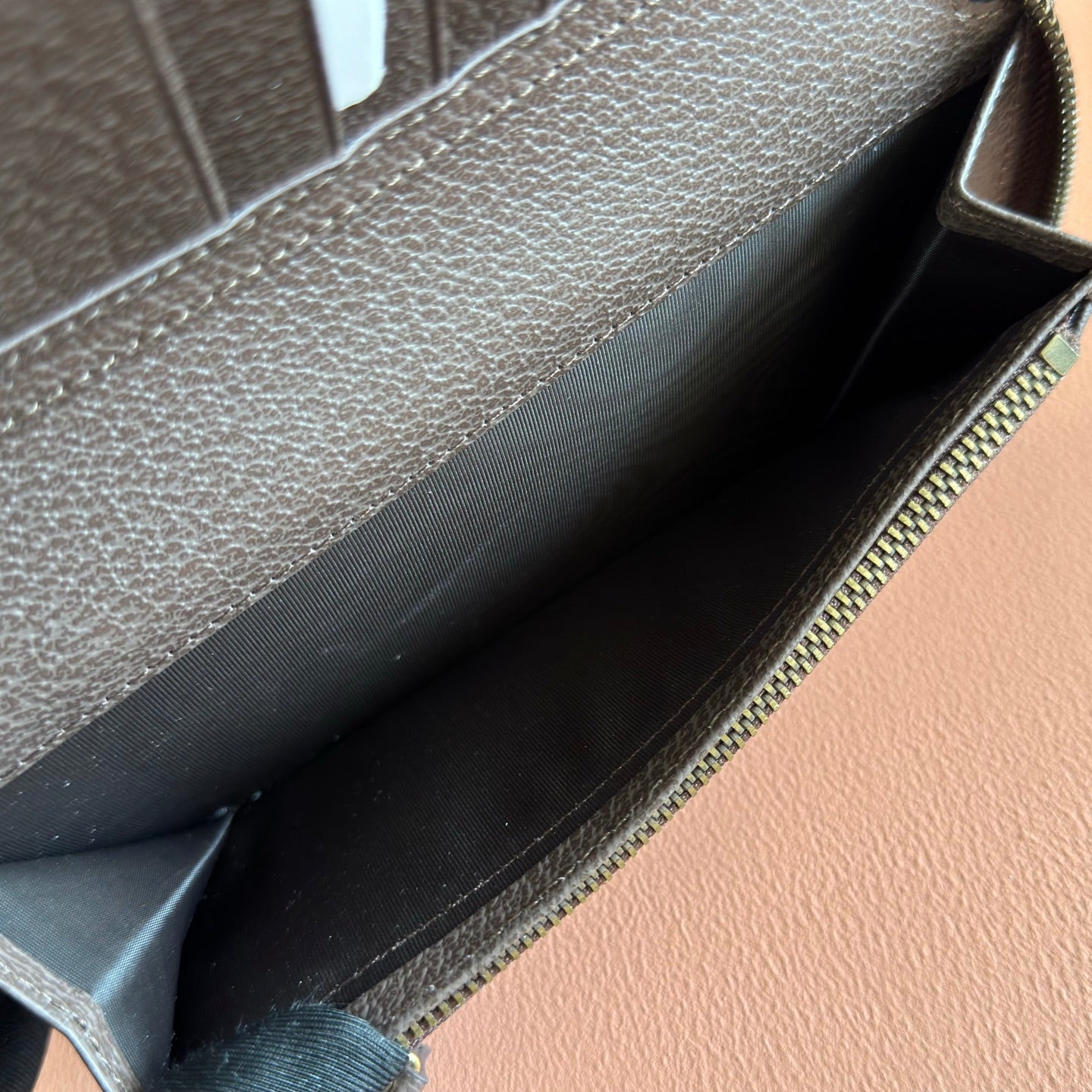 GG Zip Around Wallet Beige Brown Canvas