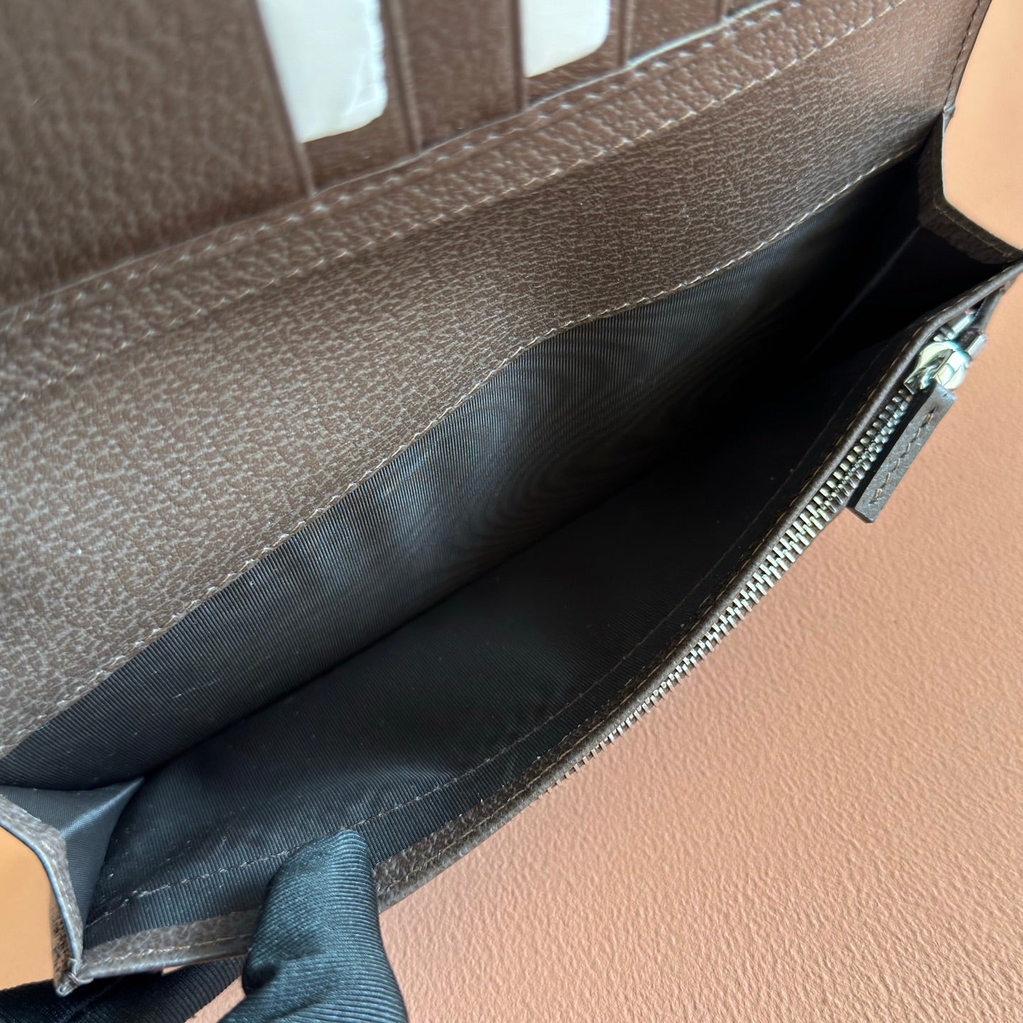 GG Supreme Long Passport Card Beige Dark Brown Canvas