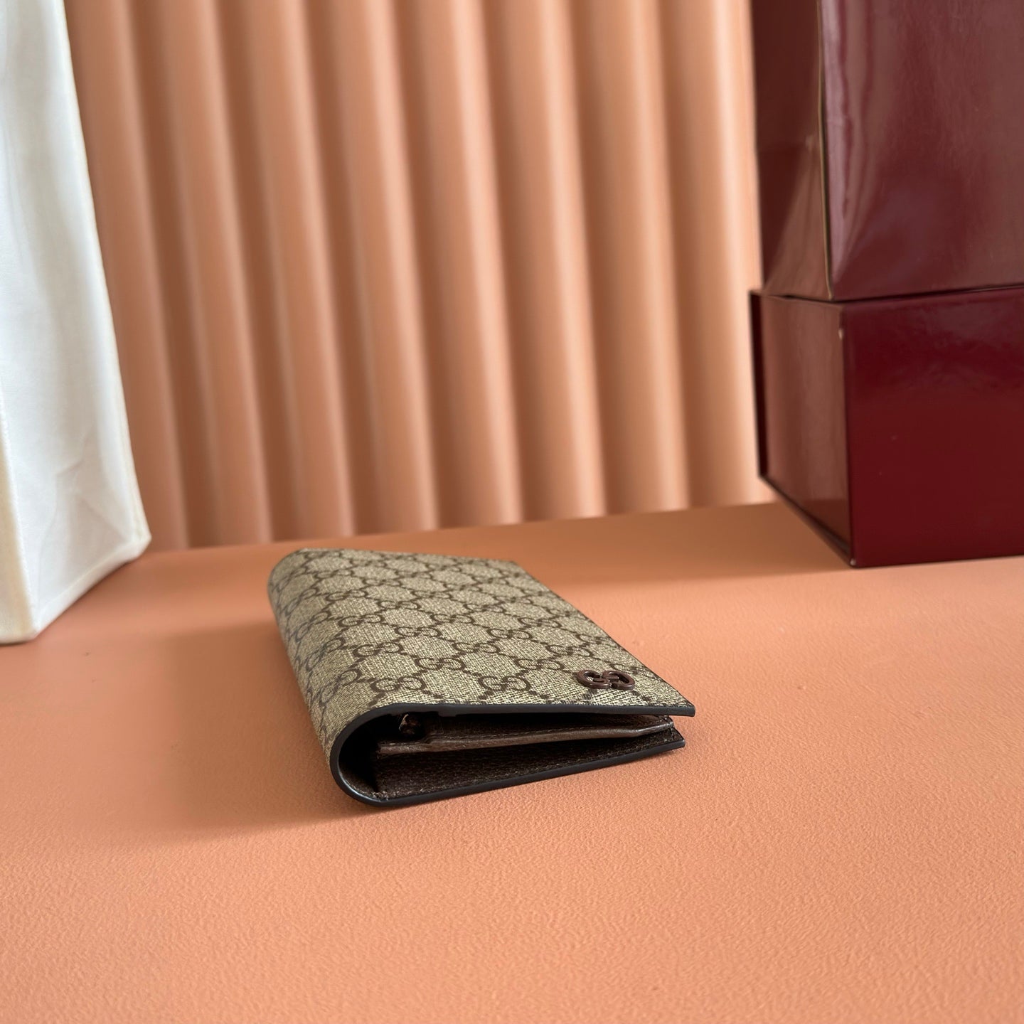 GG Supreme Long Passport Card Beige Dark Brown Canvas