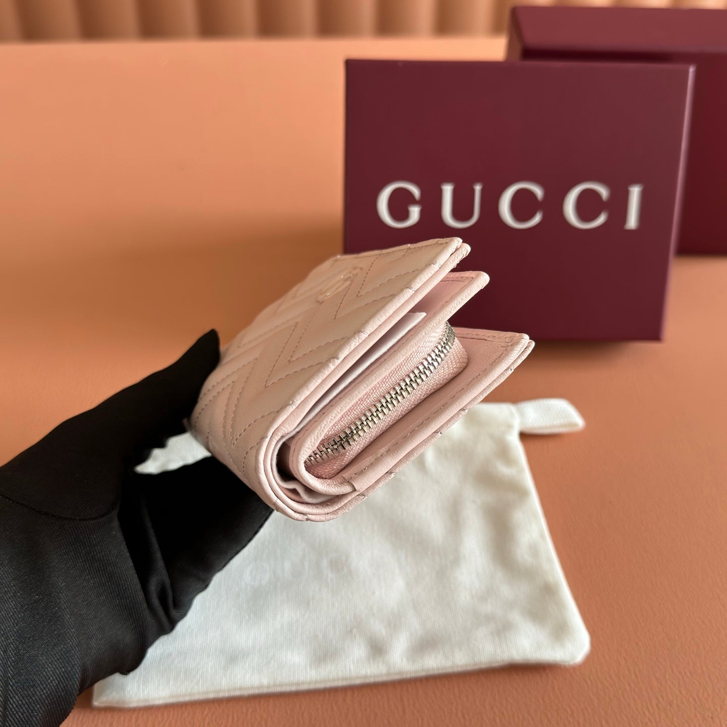 GG Marmont Wallet Light Pink Leather