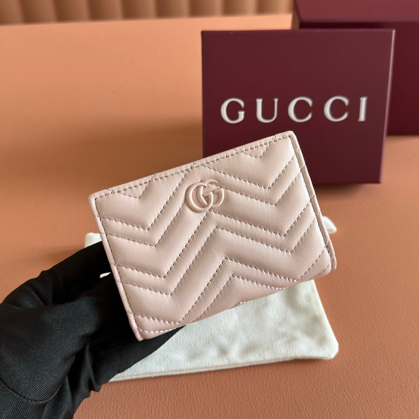 GG Marmont Wallet Light Pink Leather