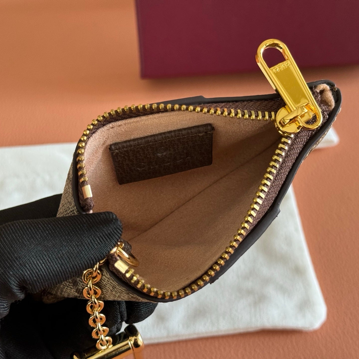GG Ophidia Supreme Key Case Brown Beige Canvas