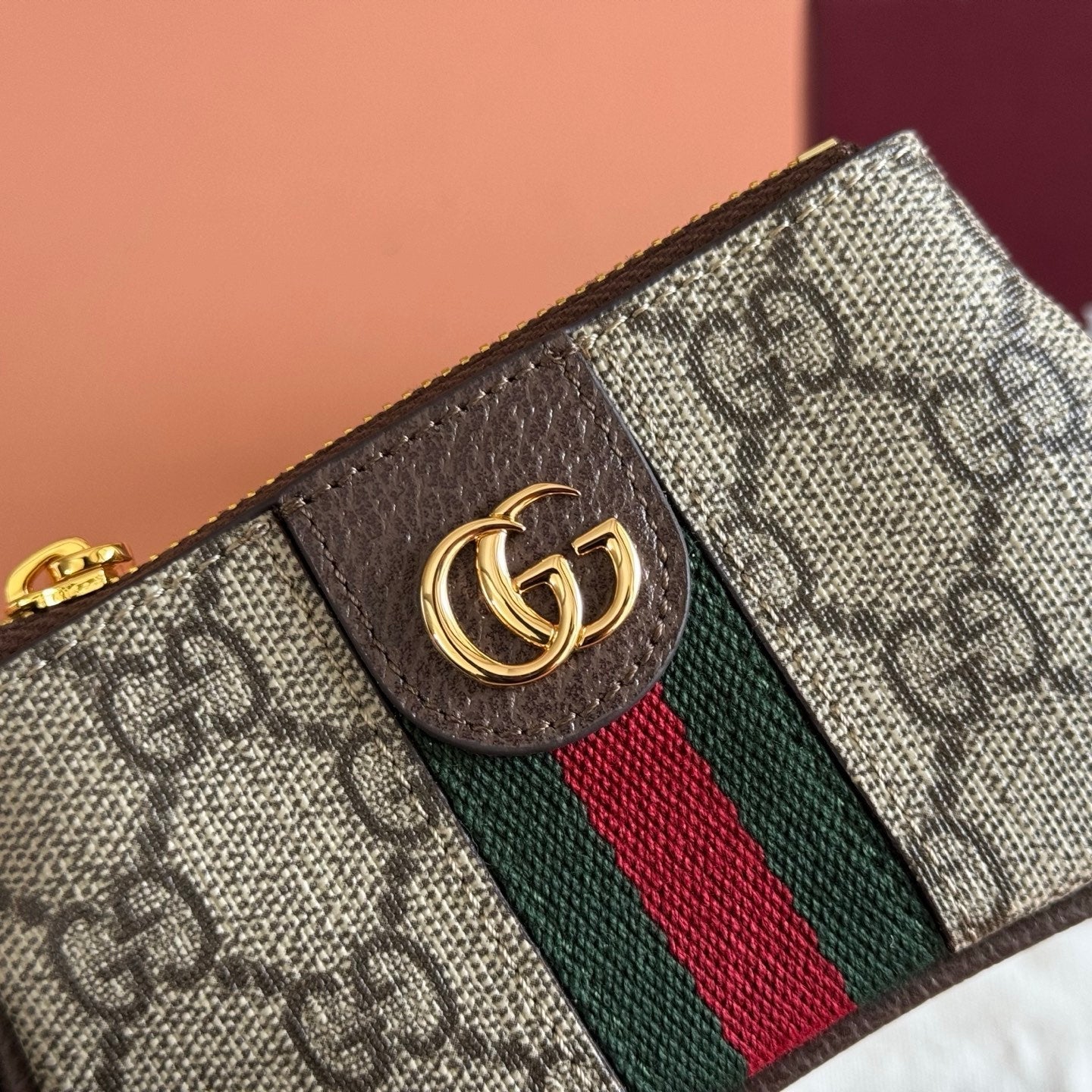 GG Ophidia Supreme Key Case Brown Beige Canvas