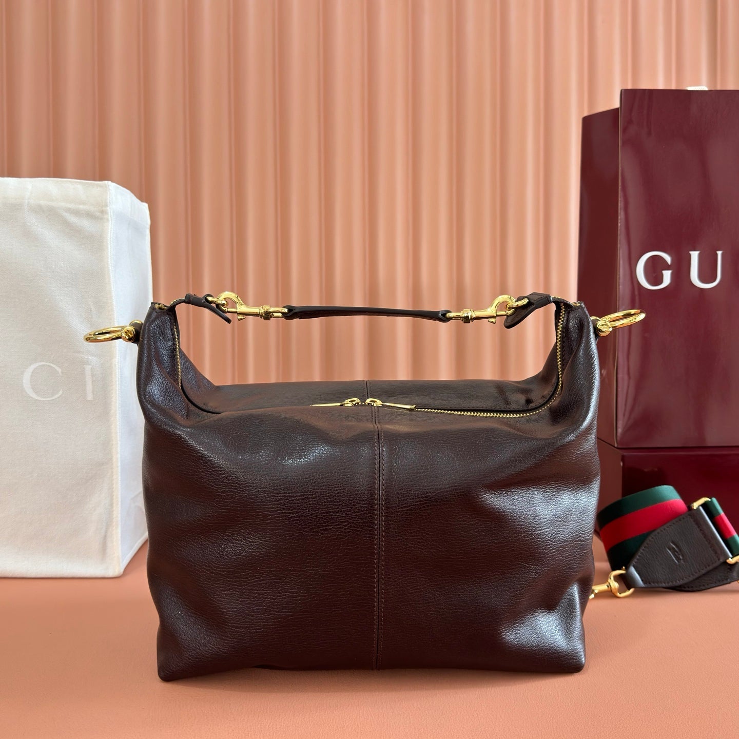 GG Brera Medium Crossbody Bag Burgundy Lambskin