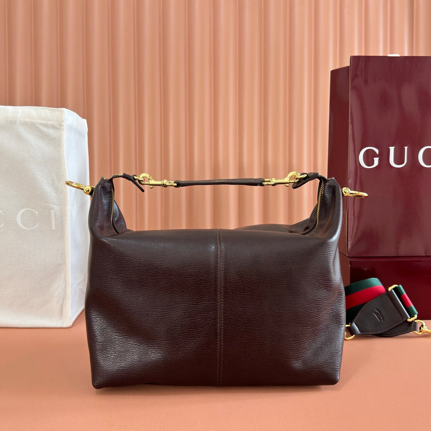 GG Brera Medium Crossbody Bag Burgundy Lambskin
