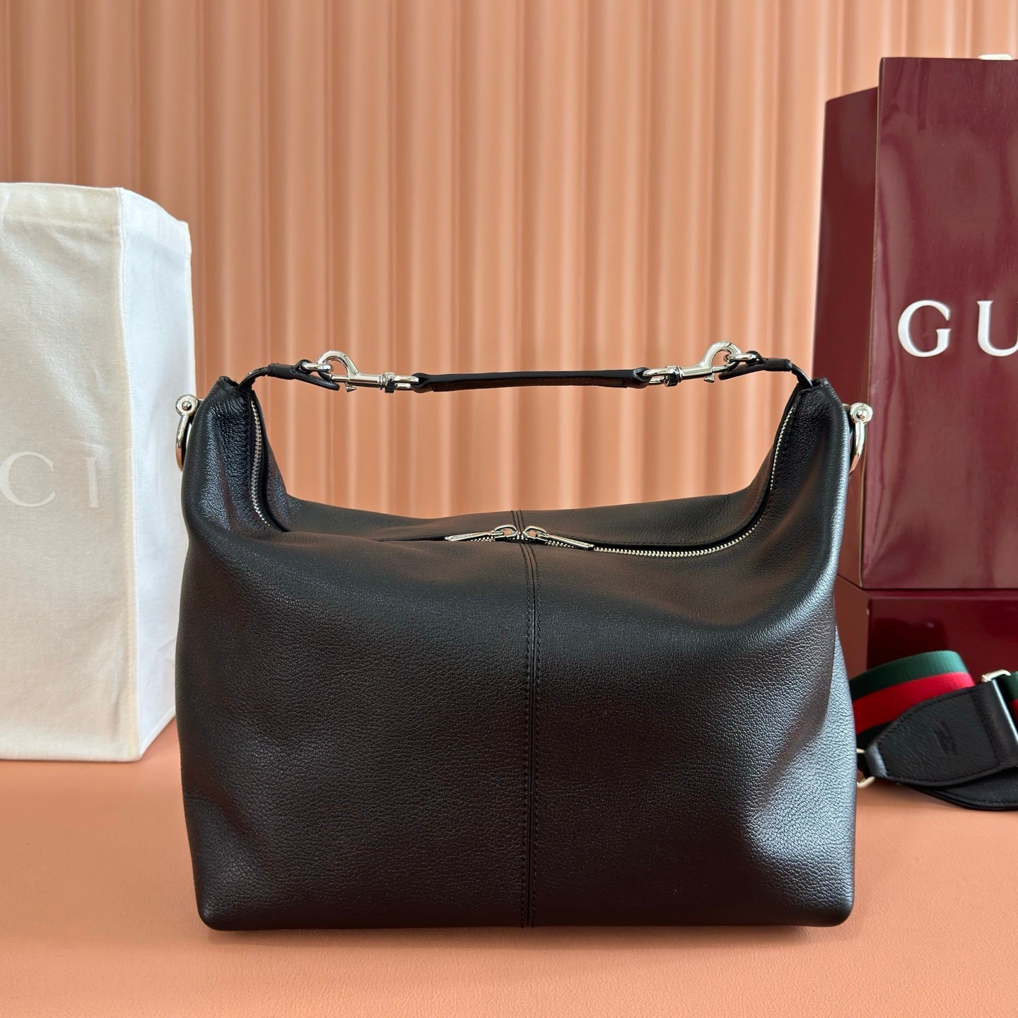 GG Brera Medium Crossbody Bag Black Lambskin
