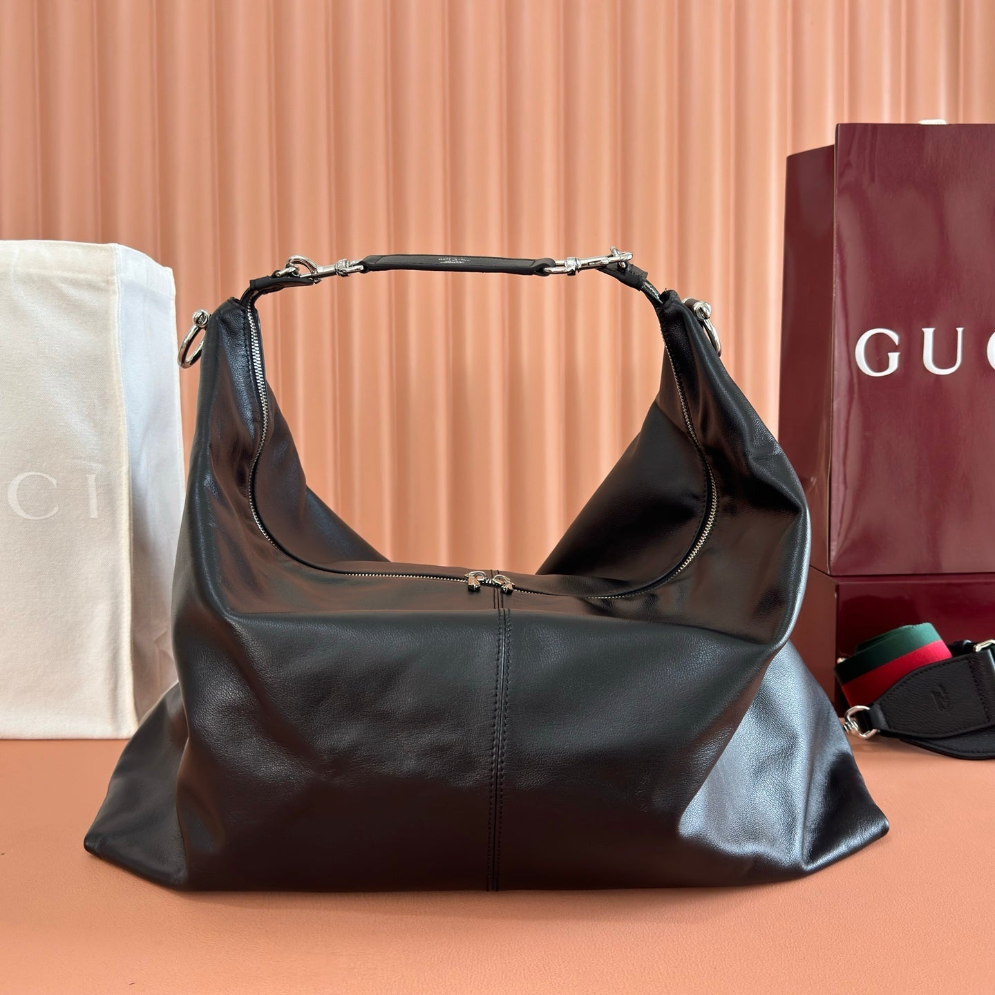 GG Brera Large Crossbody Bag Black Lambskin