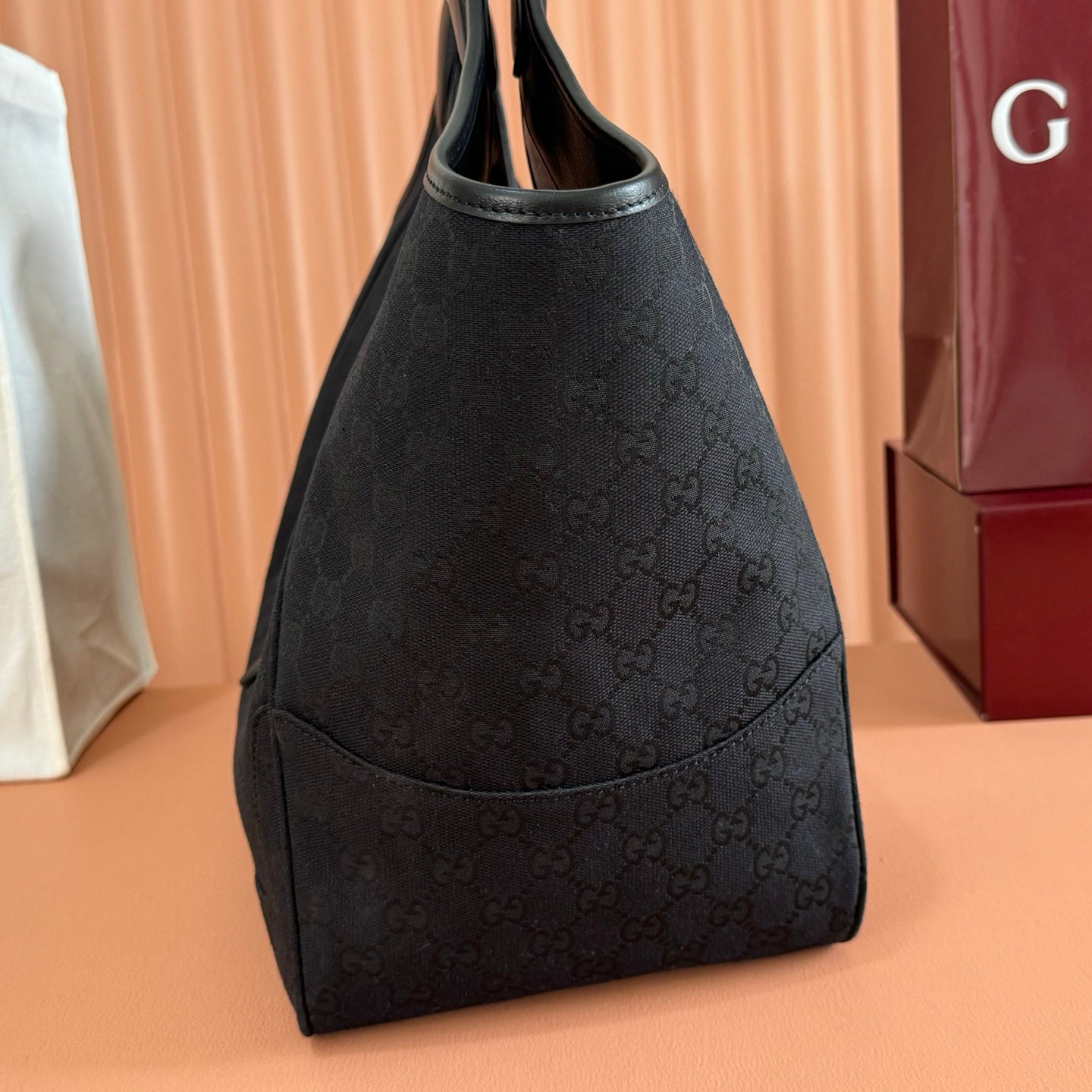 GG Mercato Large Tote Bag Black Canvas