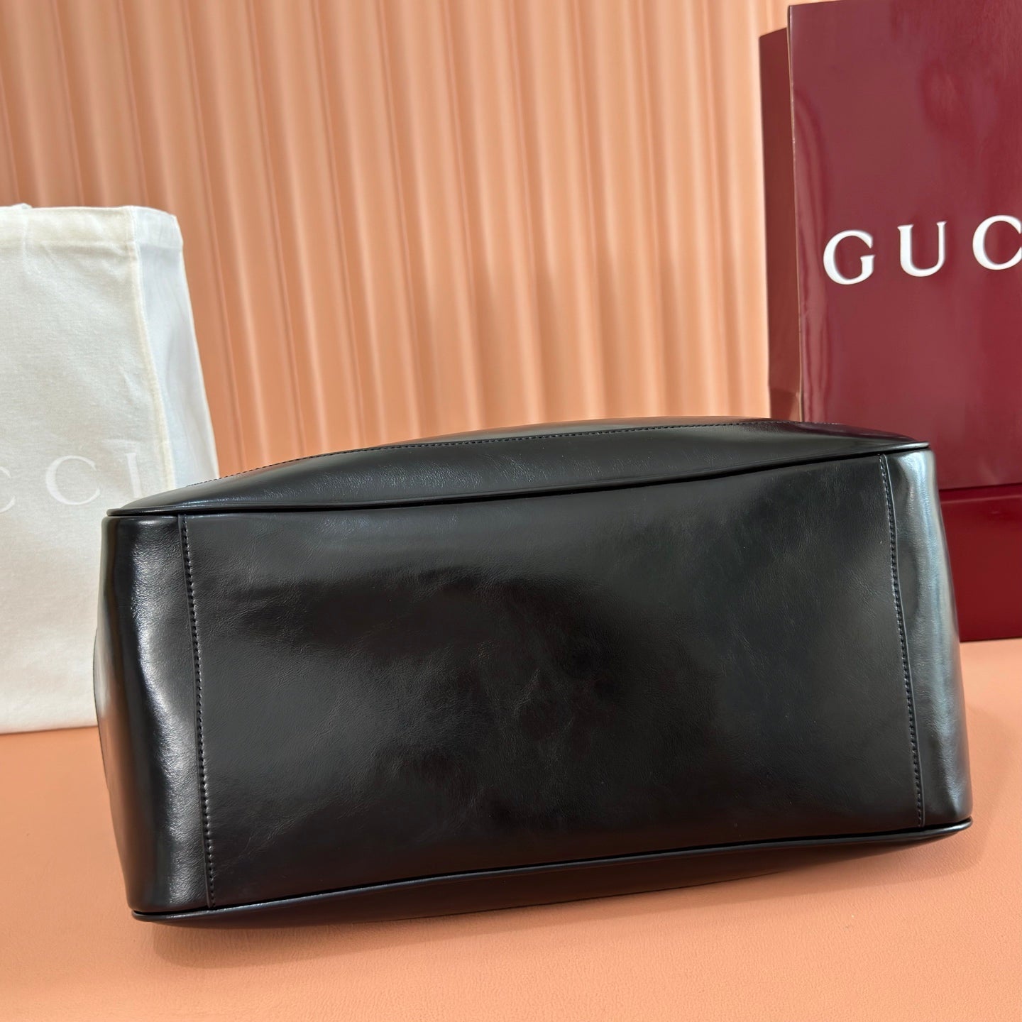 GG Mercato Large Tote Bag Black Lambskin
