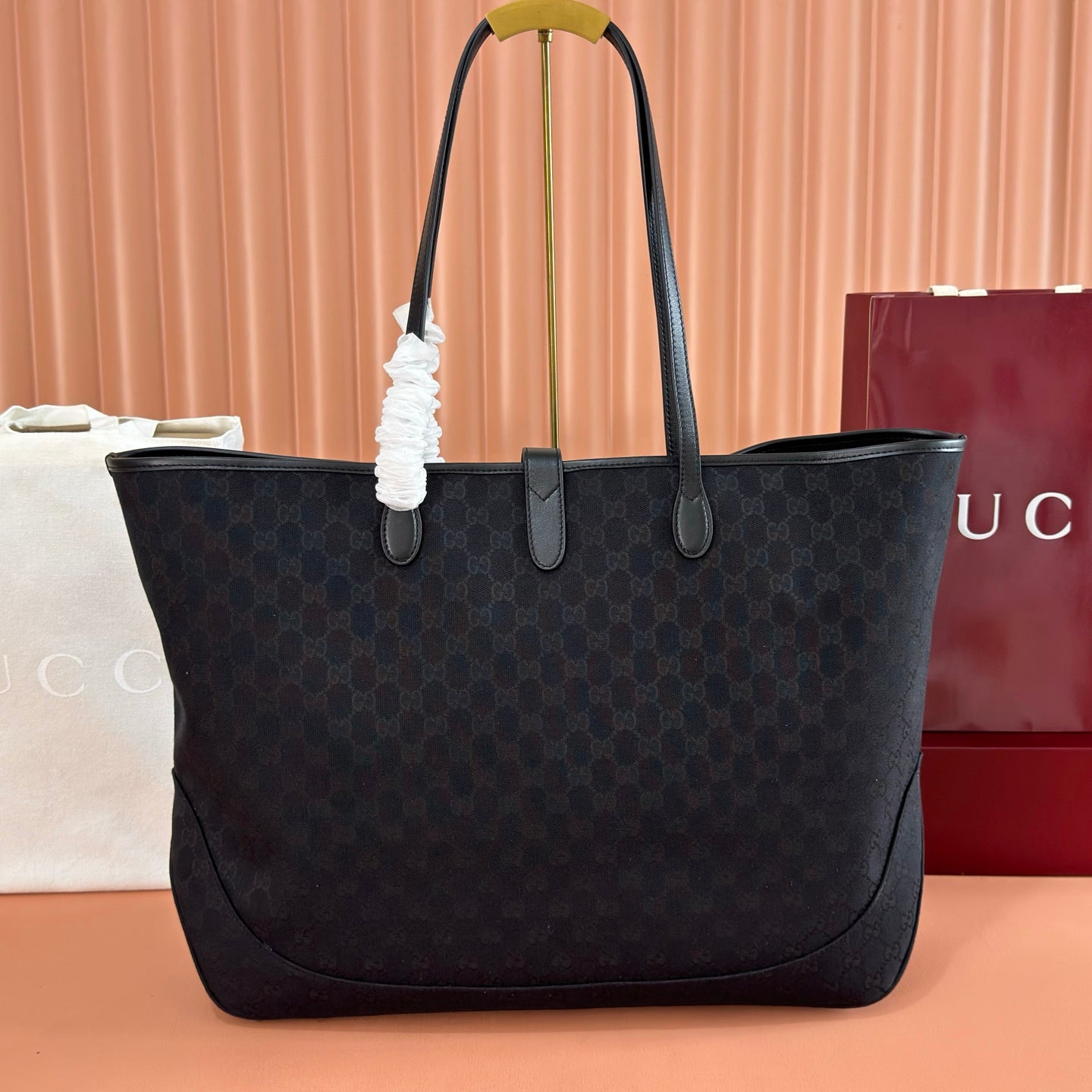 GG Jackie Large Tote Bag Black Canvas