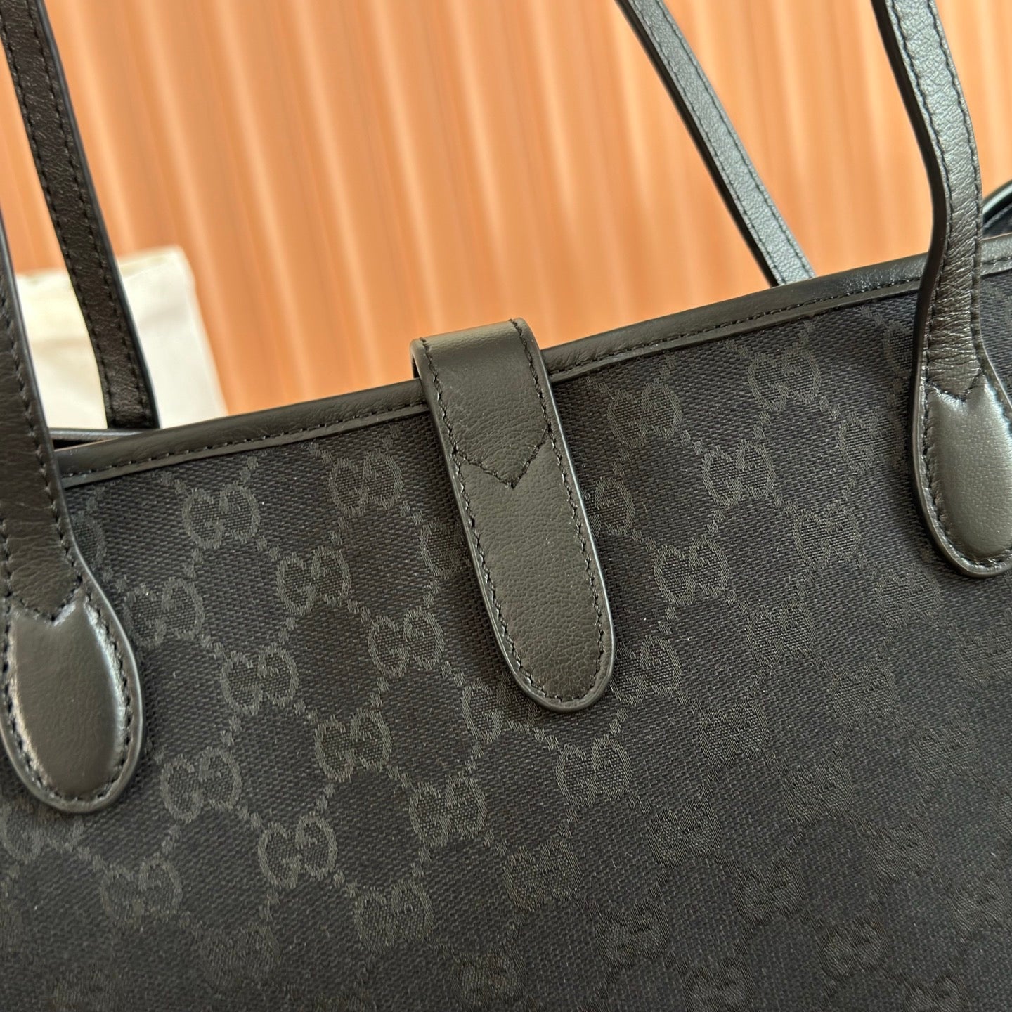 GG Jackie Large Tote Bag Black Canvas