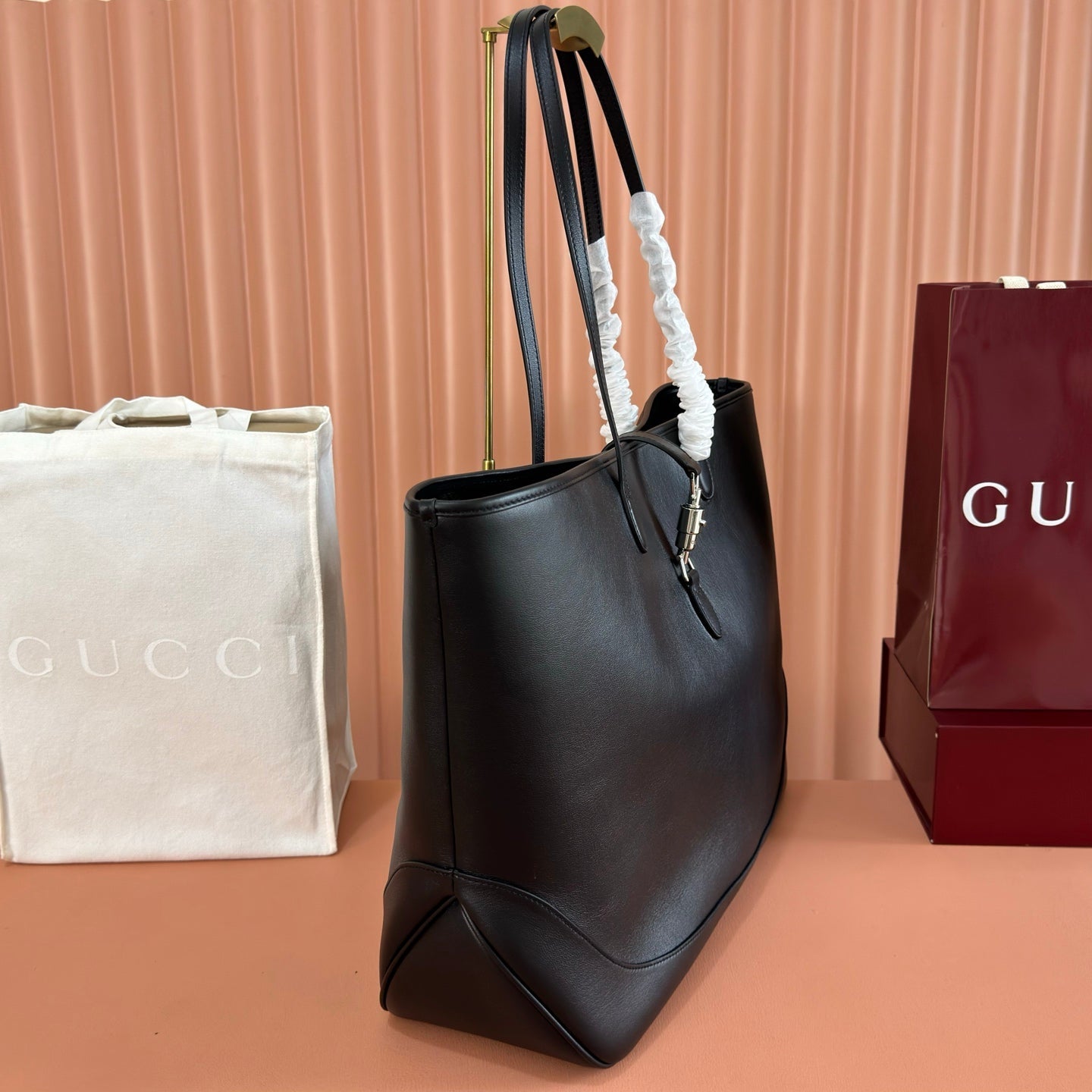 GG Jackie Large Tote Bag Black Lambskin