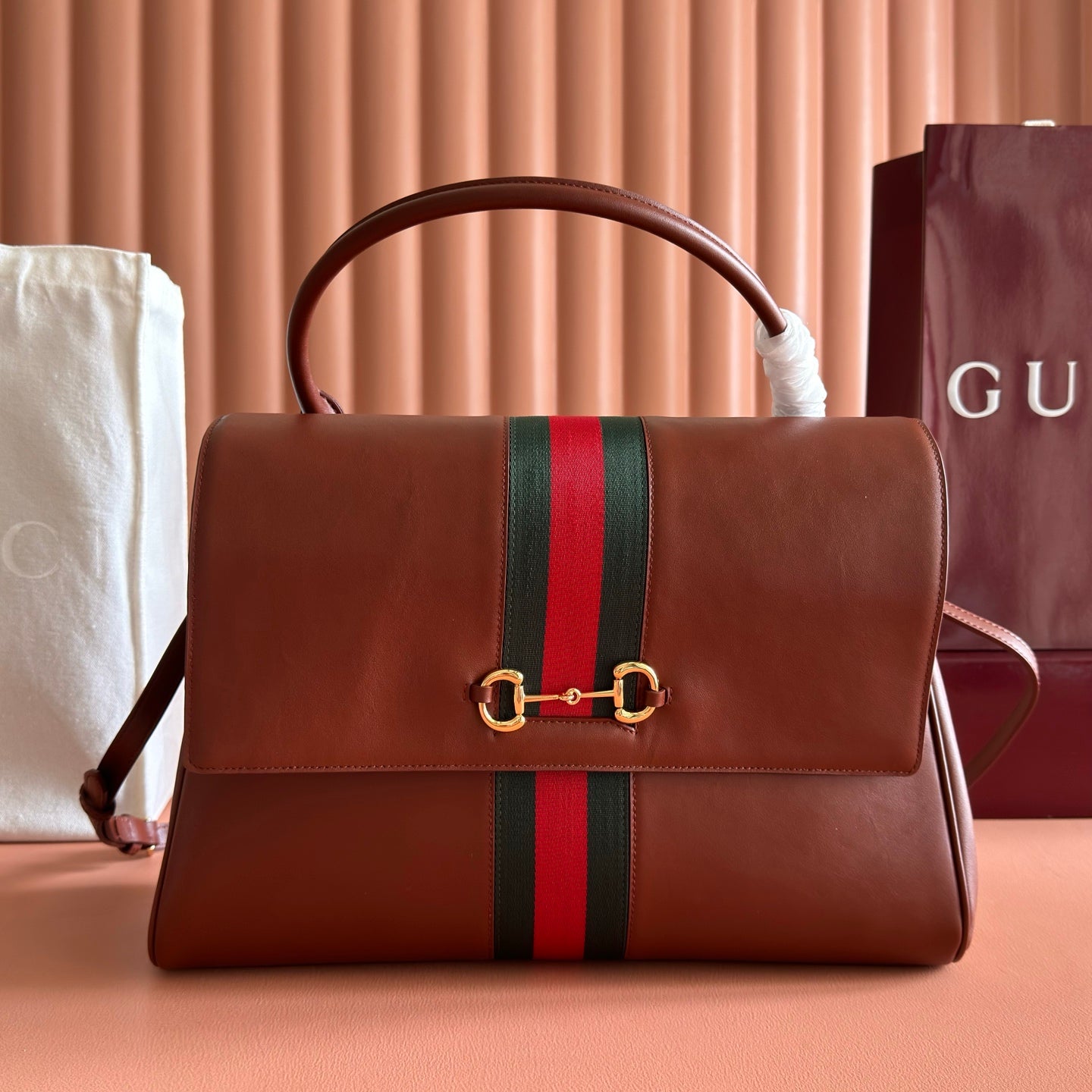 GG Paparazzo Large Top Handle Bag Brown Leather 292567