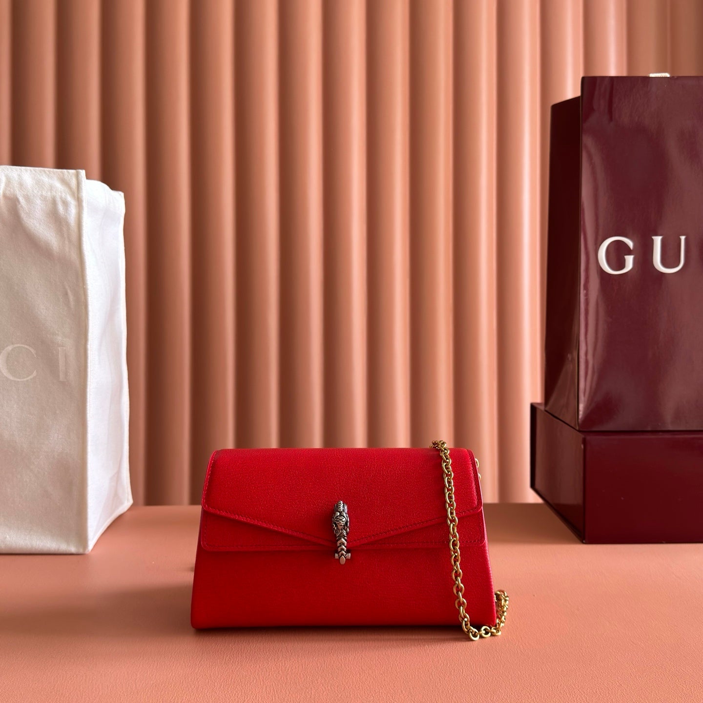 GG Dionysus Small Shoulder Bag Red Grainy Leather 292588