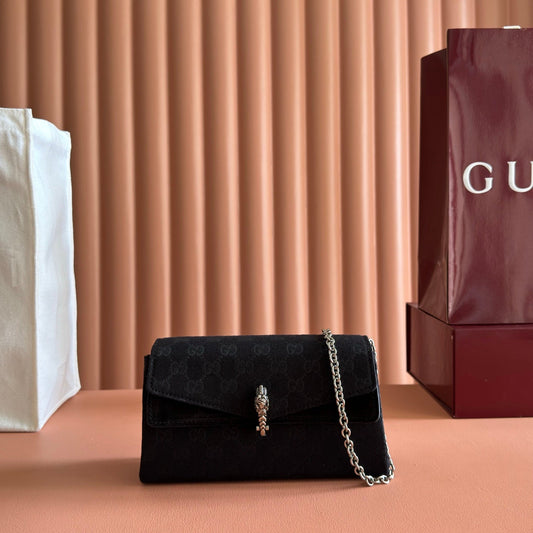 GG Dionysus Small Shoulder Bag Black Canvas 292586