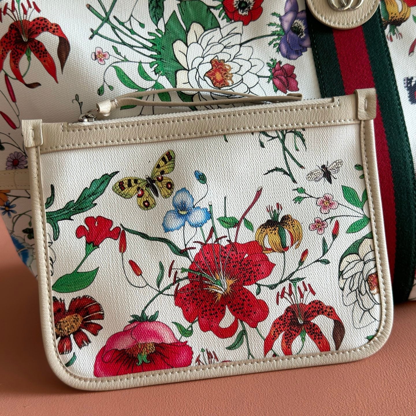 GG 26 Giglio Flora Large Tote Bag 60cm White Canvas 292579