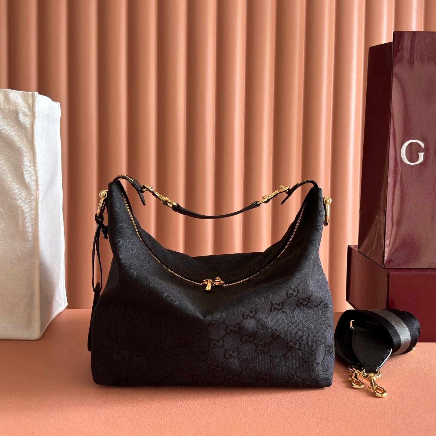 GG Brera Small Crossbody Bag Black Canvas 292649