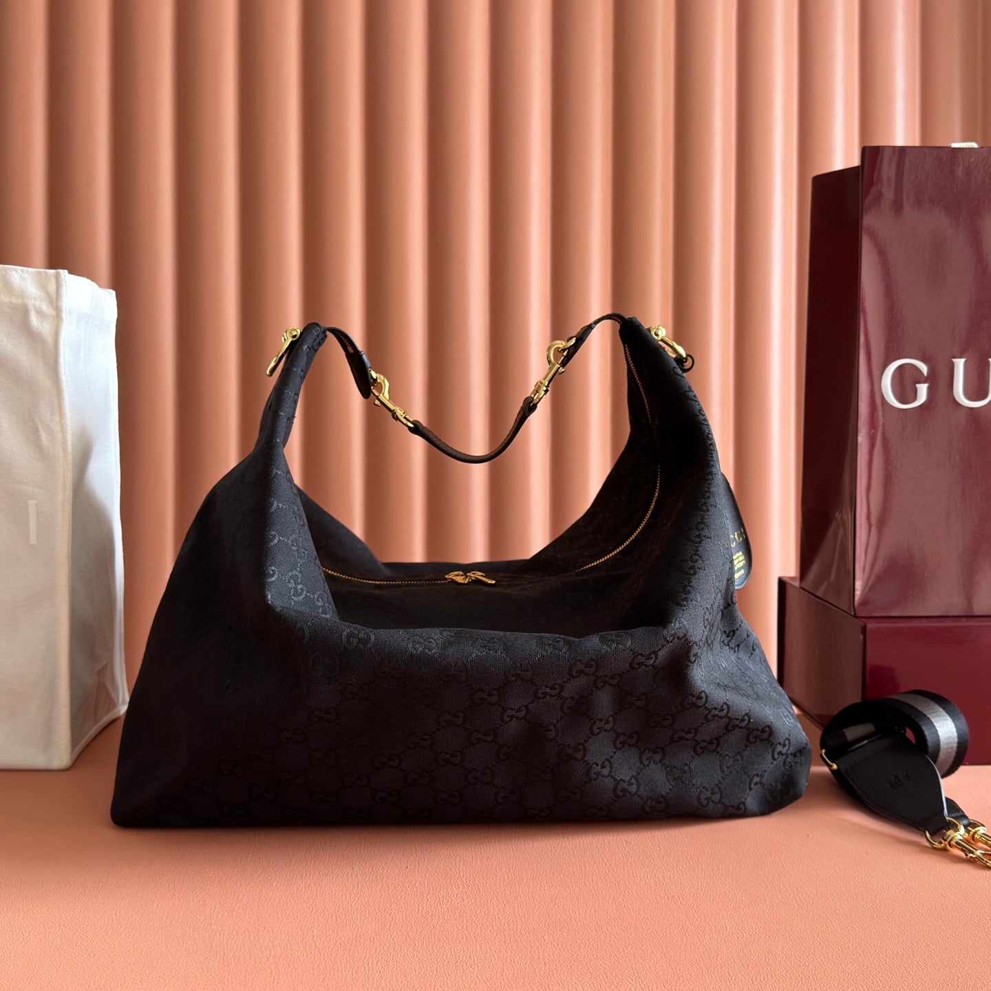 GG Brera Large Crossbody Bag Black Canvas 292650