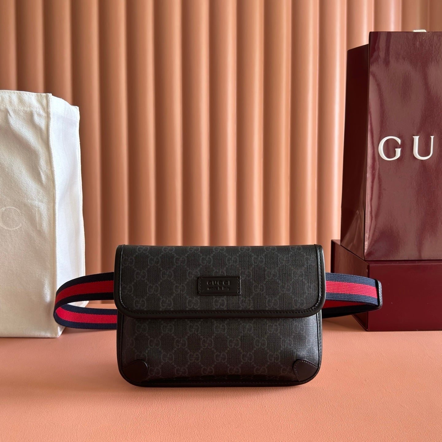 GG Supreme Small Belt Bag Black Canvas 292638