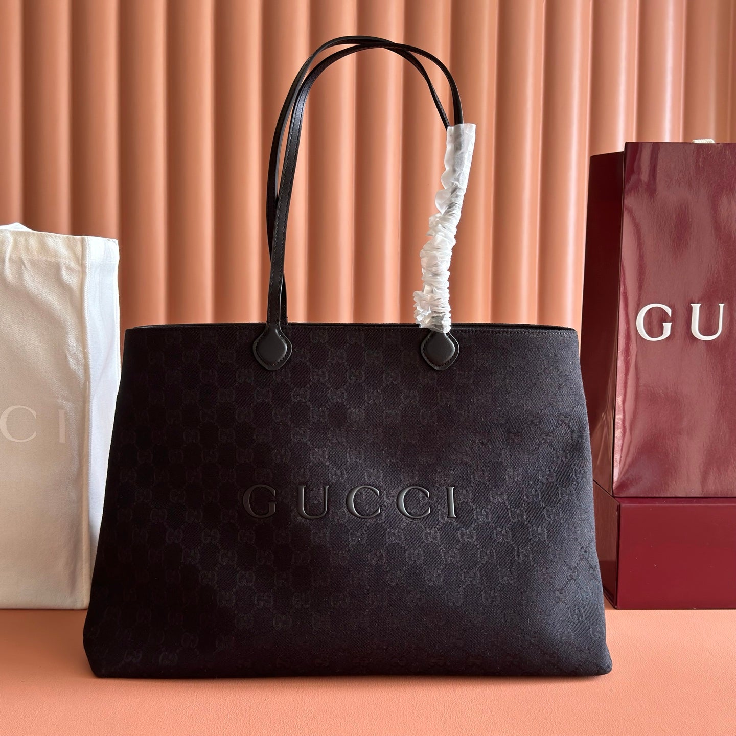 GG NY Large Tote Bag Black Canvas 292662