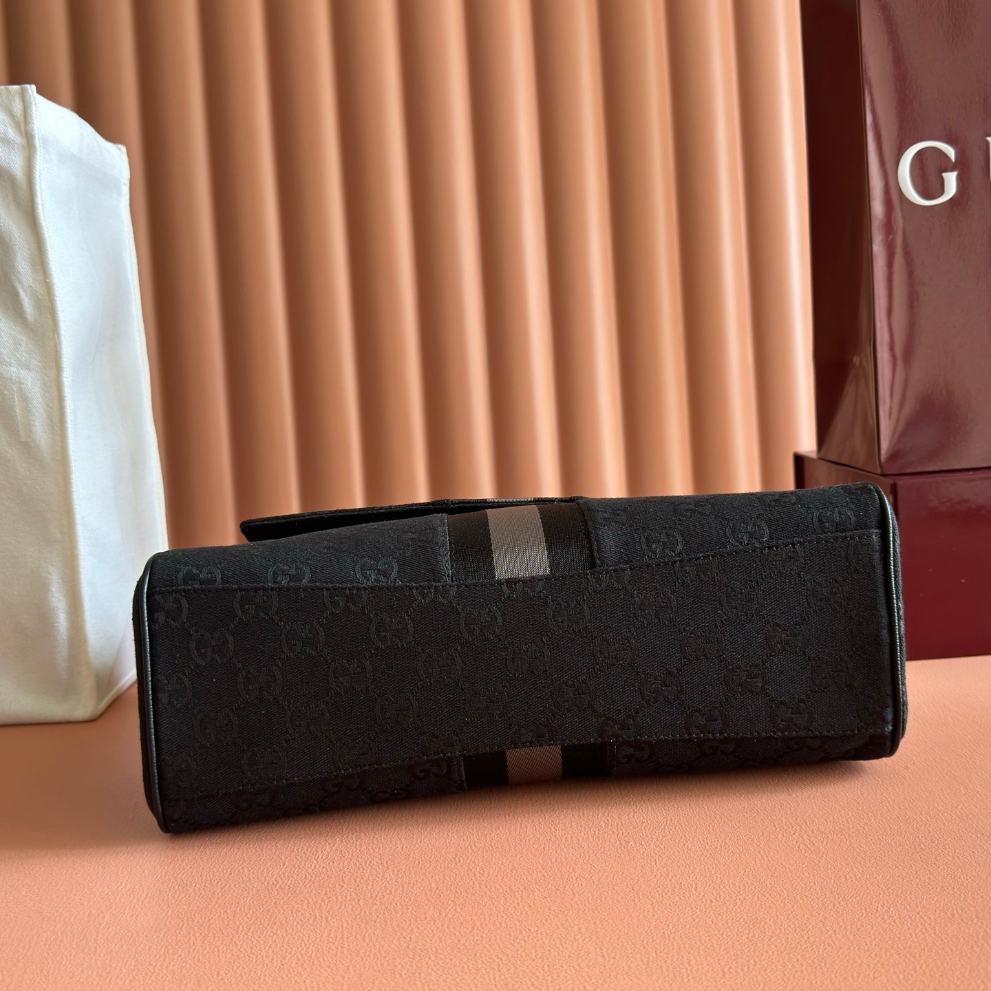 GG Paparazzo Medium Top Handle Bag 32cm Black Canvas 292655