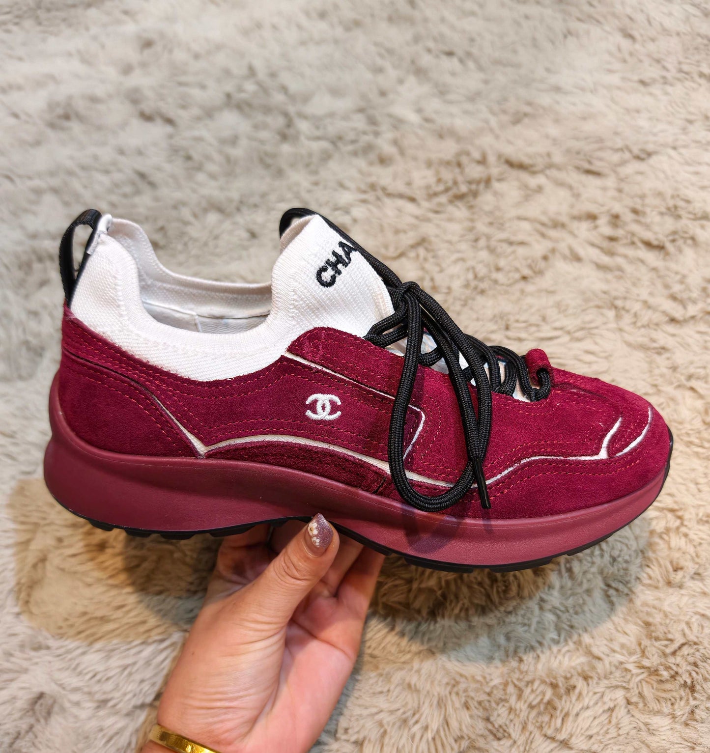 CC Métiers d’art 2026 Sneakers Burgundy Suede  941010