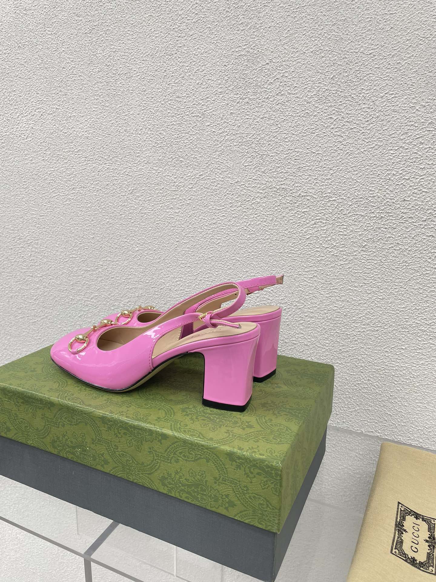 GG WOMEN'S HORSEBIT SLINGBACK 65MM IN FUSICA PINK CALFSKIN