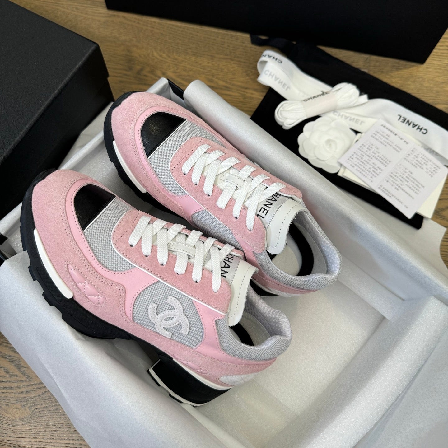 CC FW 25/26 Sneakers 40mm Black Pink Grey Fabric Calfskin 500181