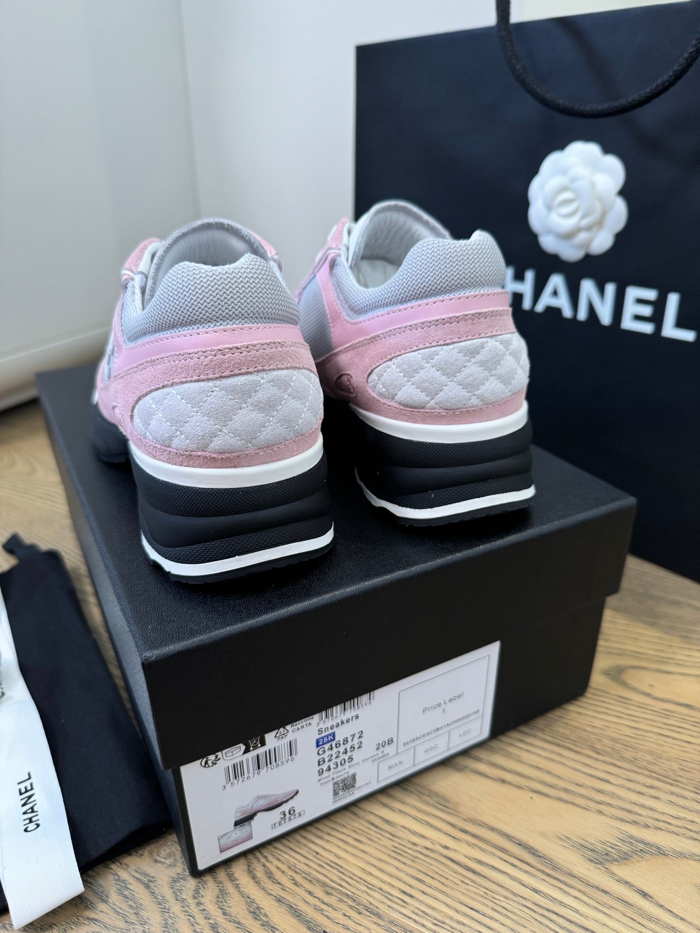 CC FW 25/26 Sneakers 40mm Black Pink Grey Fabric Calfskin 500181