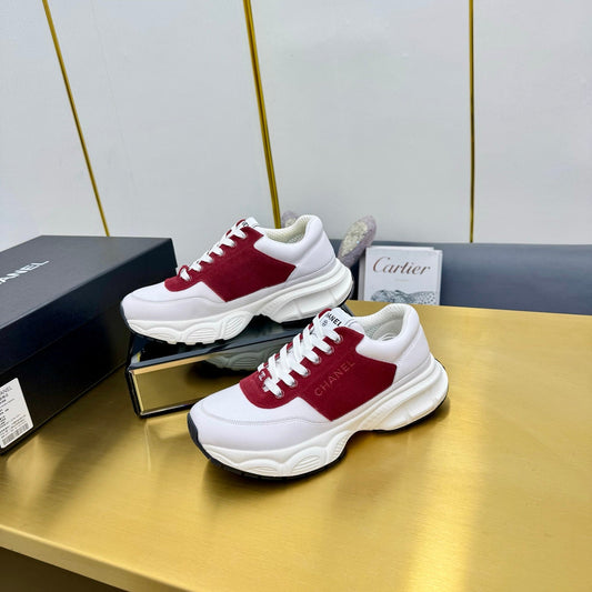 CC Chunky Sneakers White Red Suede Lambskin 927347