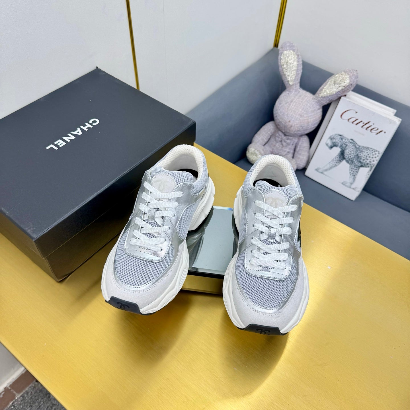 CC 26s Chunky Sneakers Grey Sliver Suede Calfskin 927333