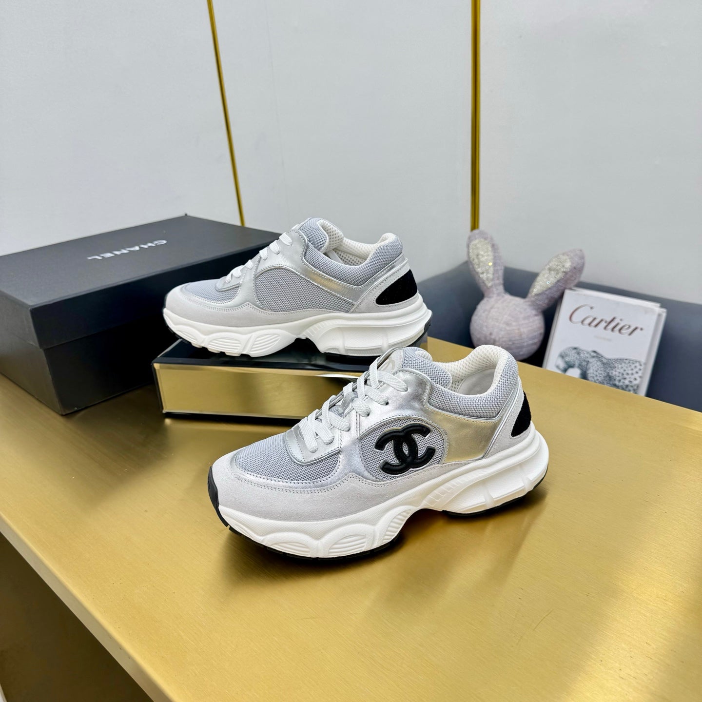 CC 26s Chunky Sneakers Grey Sliver Suede Calfskin 927333
