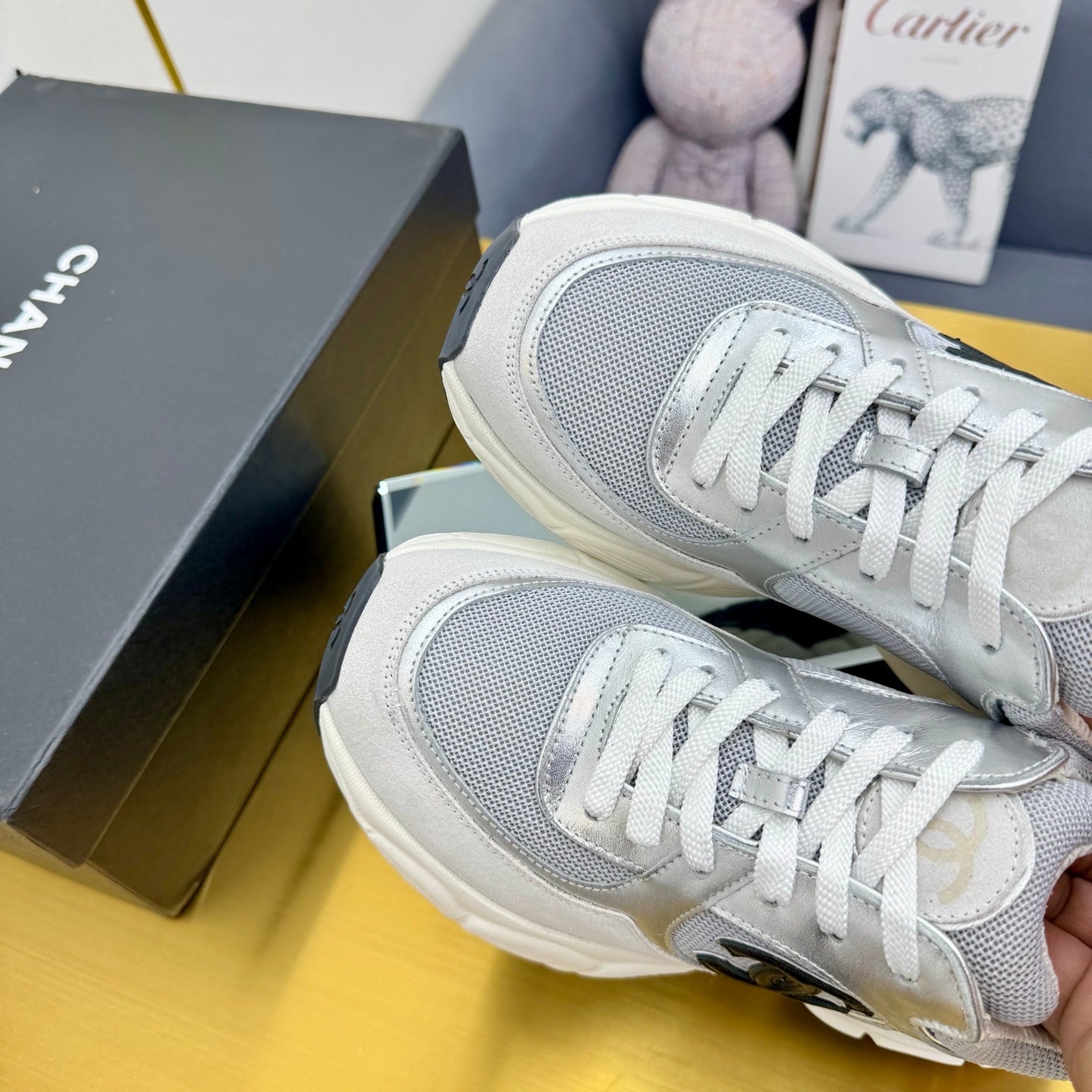 CC 26s Chunky Sneakers Grey Sliver Suede Calfskin 927333