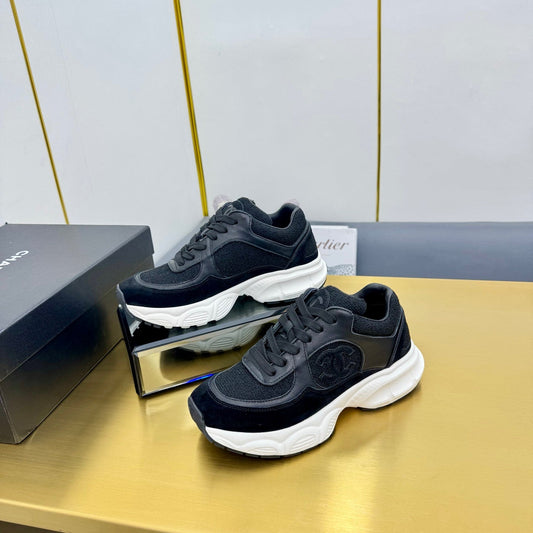 CC 26s Chunky Sneakers Black Calfskin Tweed 927329