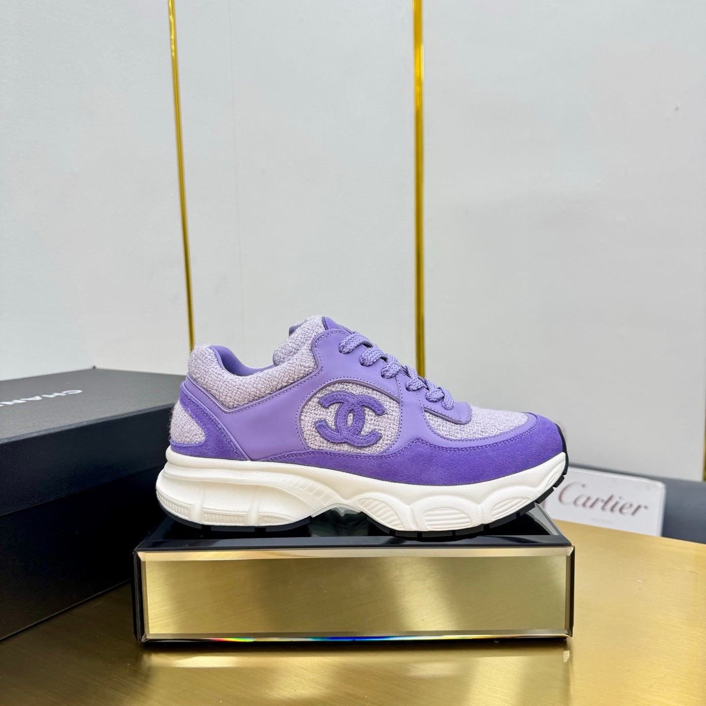 CC 26s Chunky Sneakers Purple Calfskin Tweed 927330