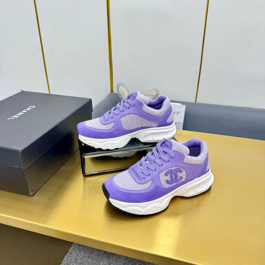 CC 26s Chunky Sneakers Purple Calfskin Tweed 927330