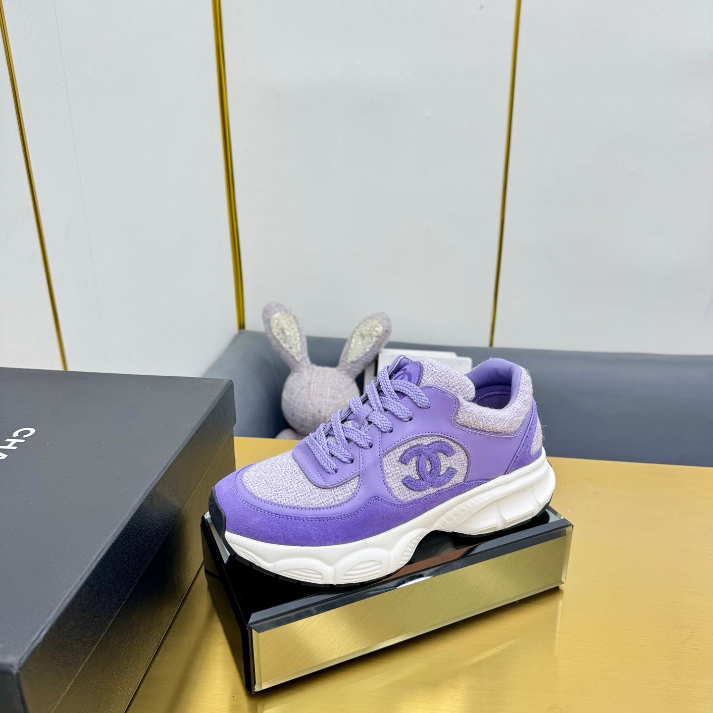 CC 26s Chunky Sneakers Purple Calfskin Tweed 927330