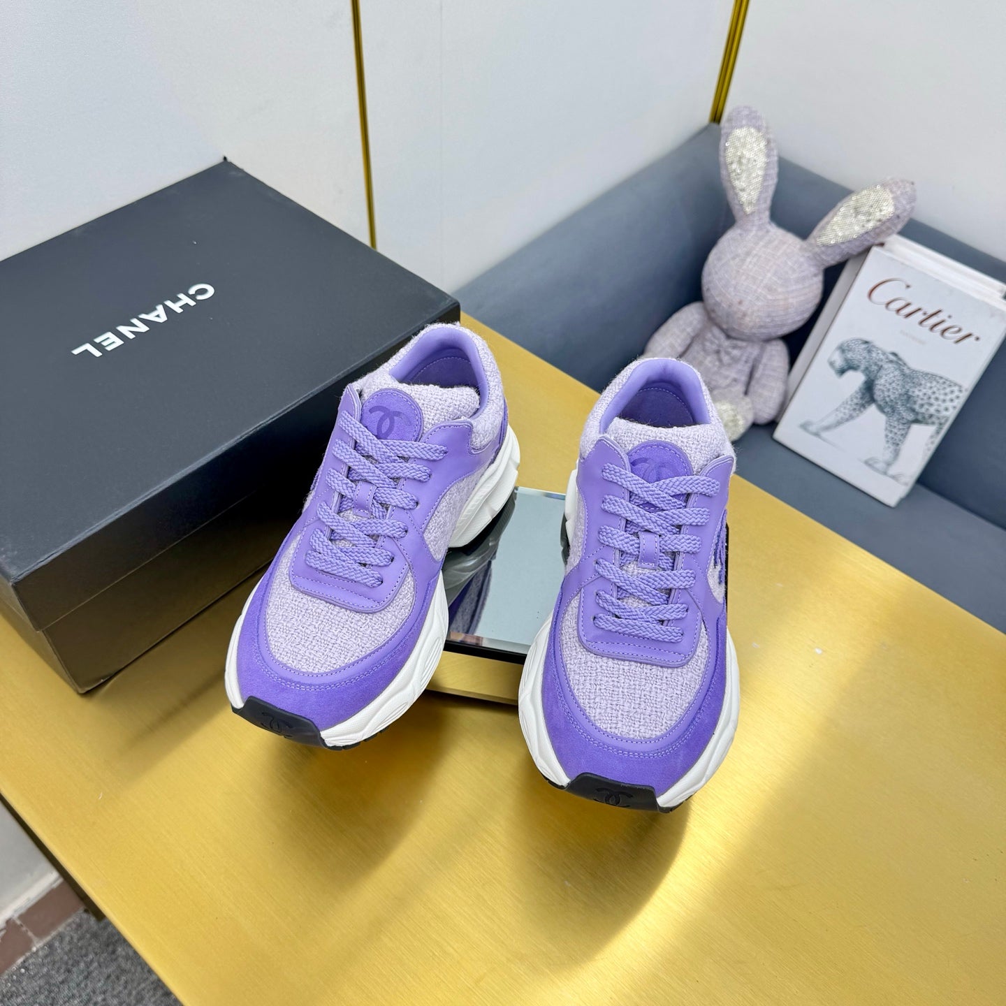 CC 26s Chunky Sneakers Purple Calfskin Tweed 927330
