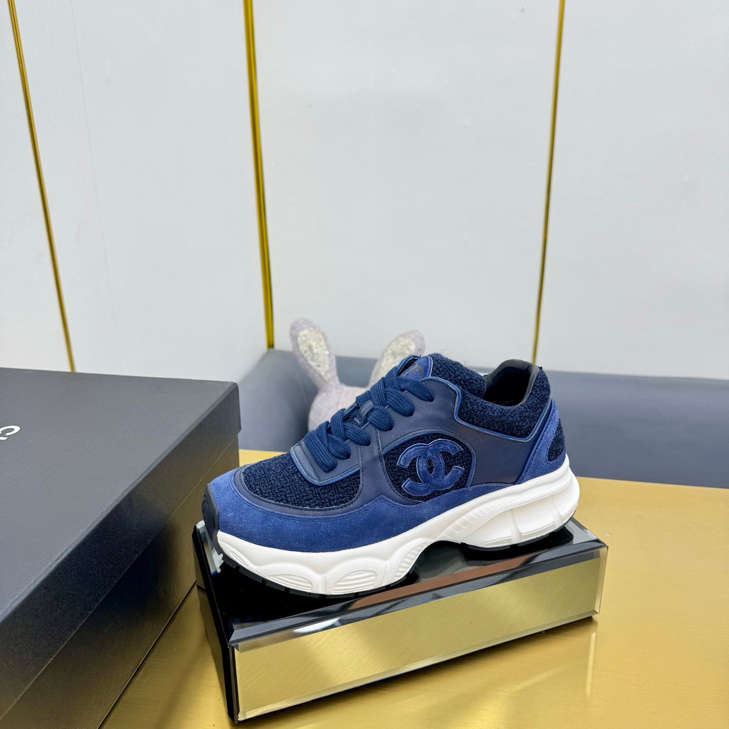 CC 26s Chunky Sneakers Dark Blue Calfskin Tweed 927327
