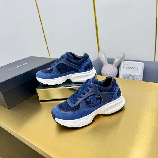 CC 26s Chunky Sneakers Dark Blue Calfskin Tweed 927327