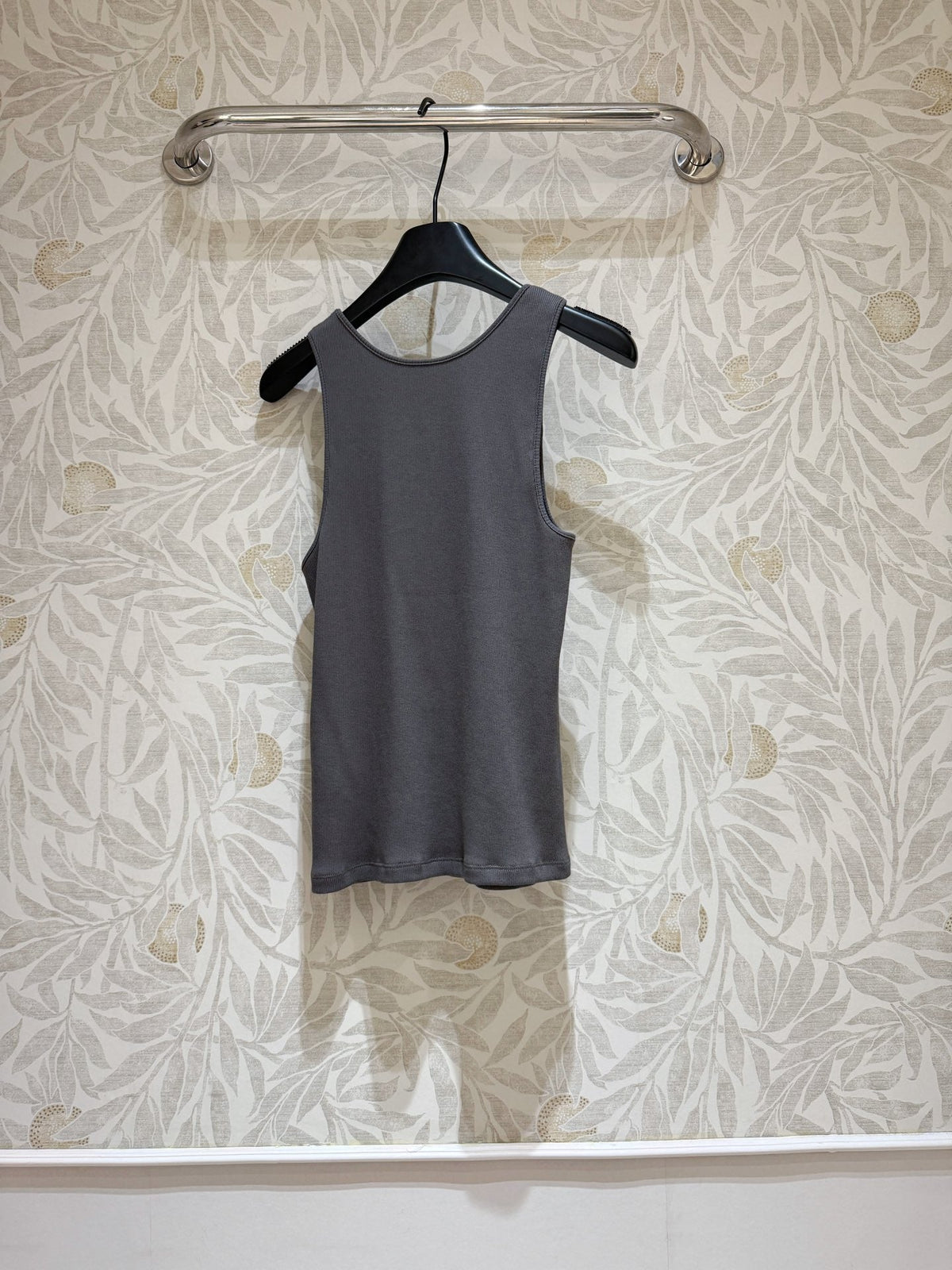 YSL Ribbed Vest Smoky Gray Cotton