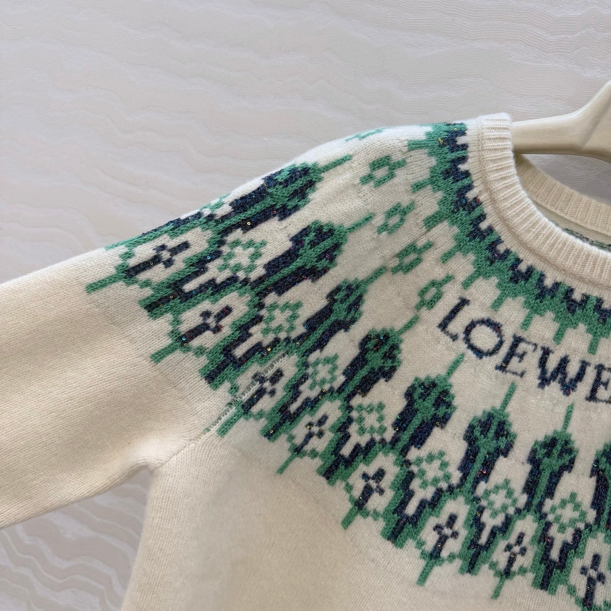 Loewe Sweater White/Mint Wool Blend 342804