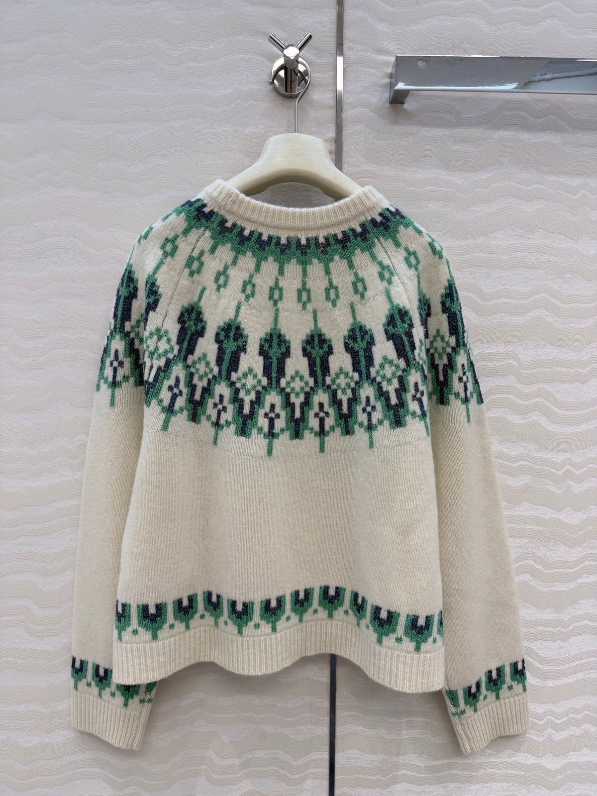 Loewe Sweater White/Mint Wool Blend 342804