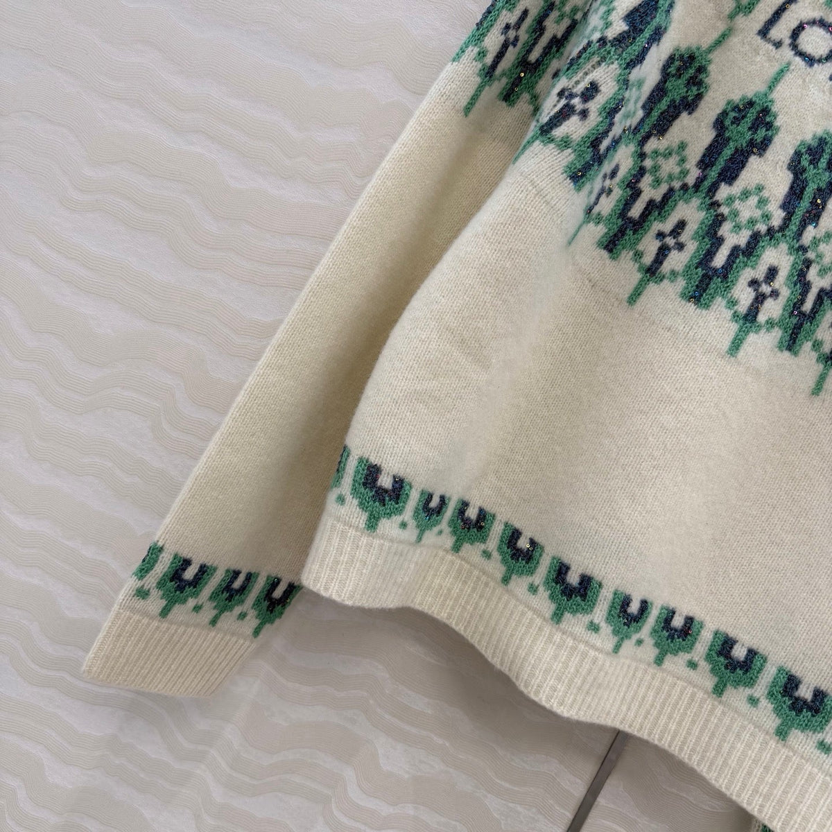 Loewe Sweater White/Mint Wool Blend 342804