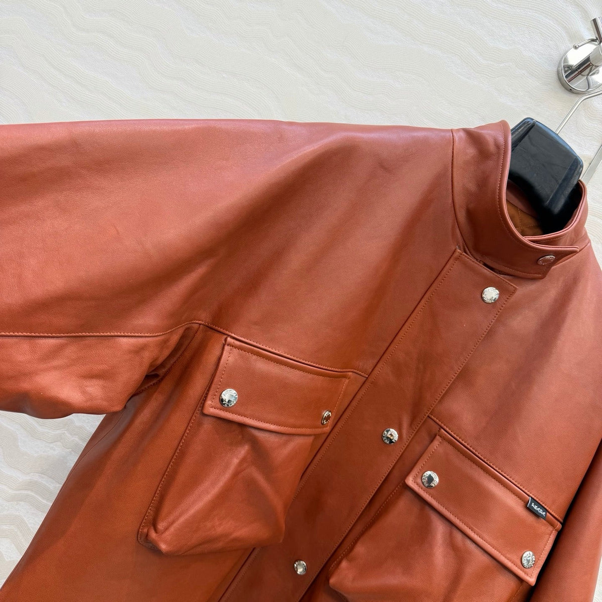 Prada 26S  Biker Jacket Long Camel Leather Lambskin 341248