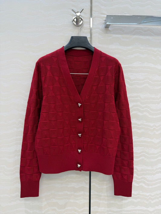 HM "Medor" Long-Sleeve Cardigan Red Wool