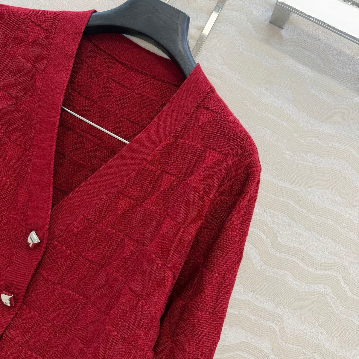 HM "Medor" Long-Sleeve Cardigan Red Wool