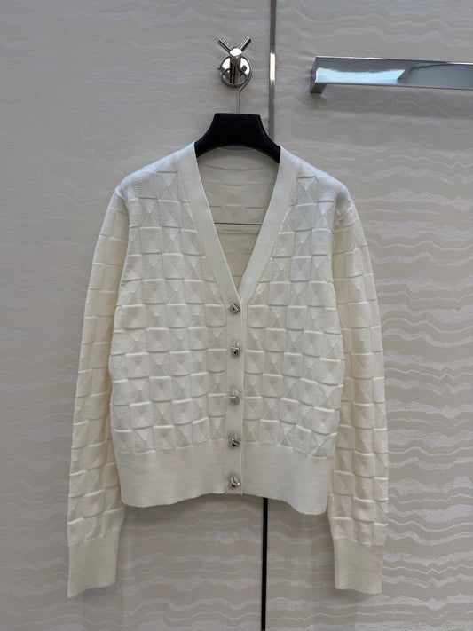 HM "Medor" Long-Sleeve Cardigan White Wool