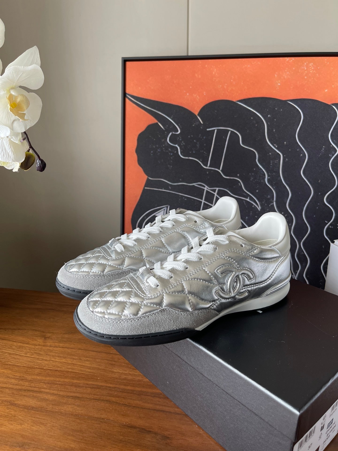 CC 26ss Low-Top Sneaker Sliver Leather 623160